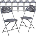 Gray Plastic Fan Back Folding Chair E75646