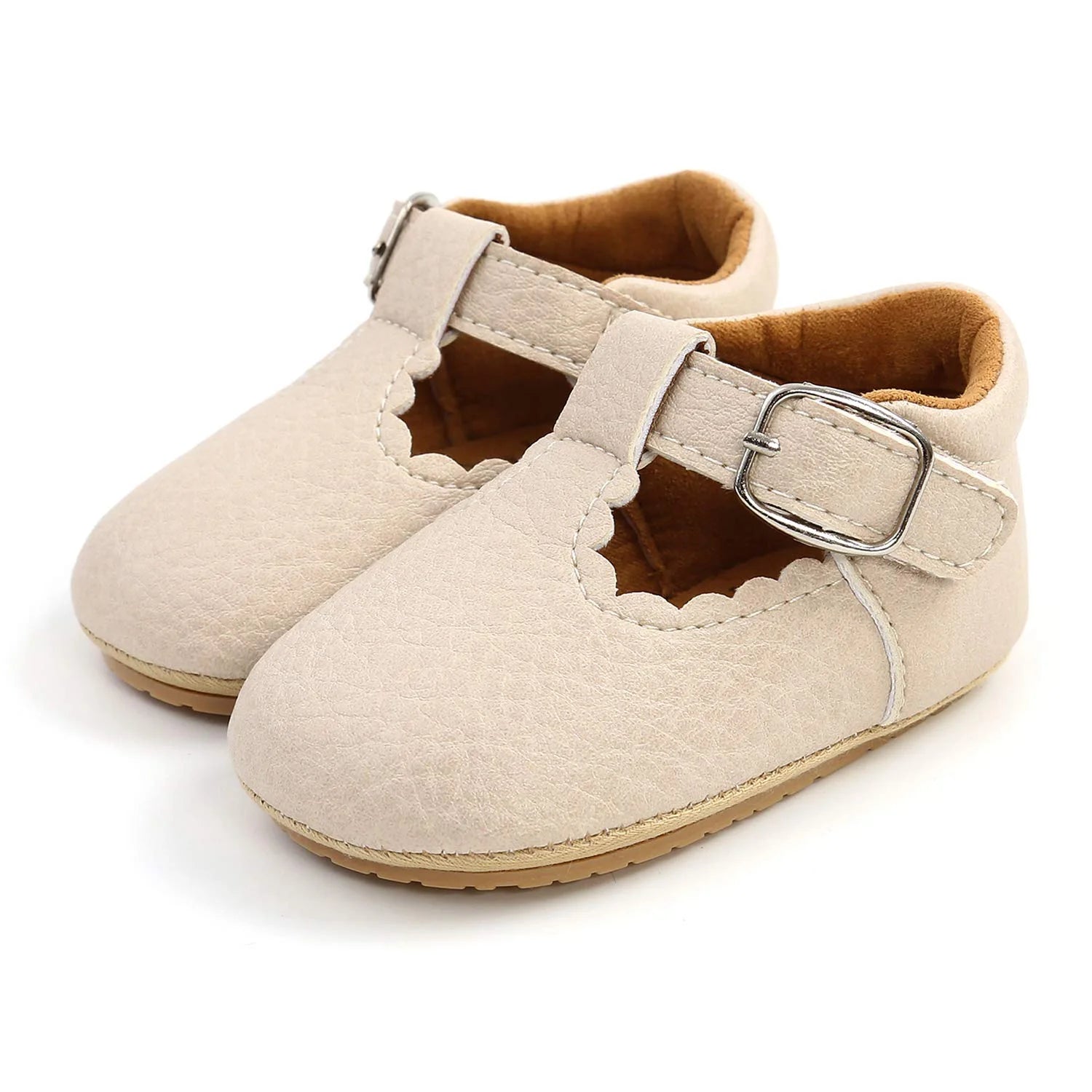 Beige Baby Girl Mary Jane Flats Dress Shoes K1696