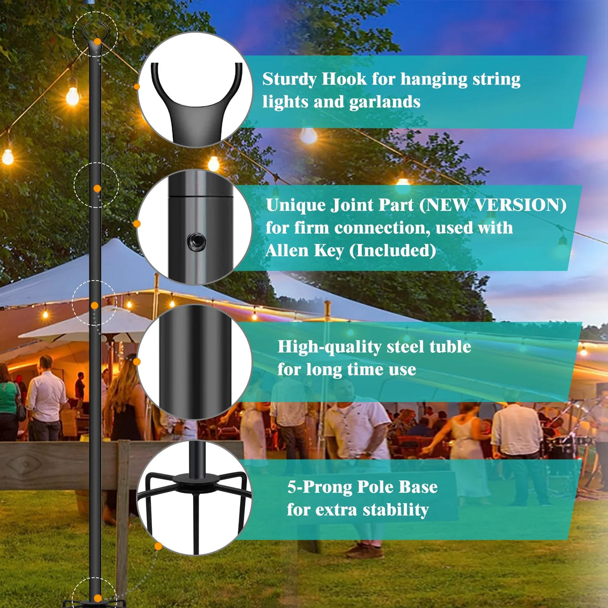 2PACK 9ft Steel Powder Coated Shade Sail Support Pole B136447