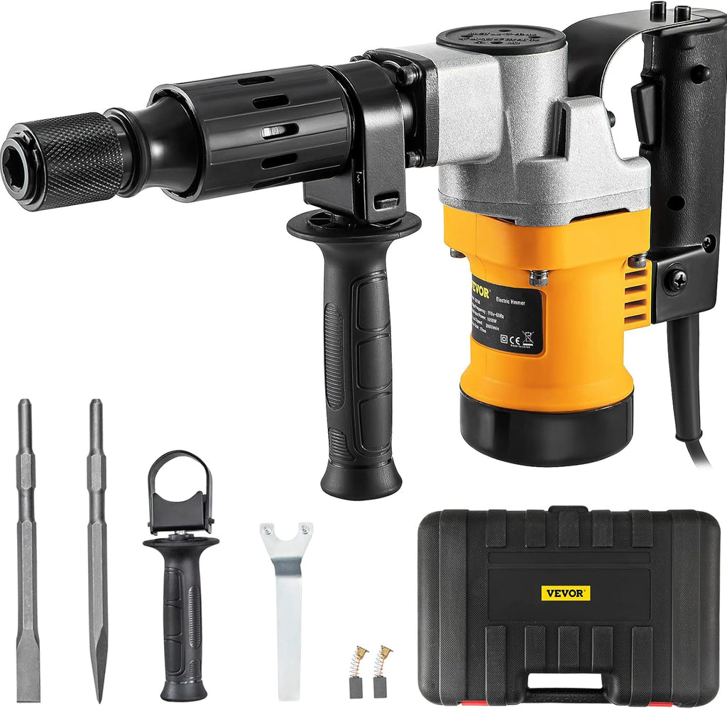 Rotary Hammer, 1 SDS-Plus Hammer Drill with 4 Functions, 9.5A 1050W Variable Speed 0-850RPM, Includes Chisels, Drill Bits and Case A142563