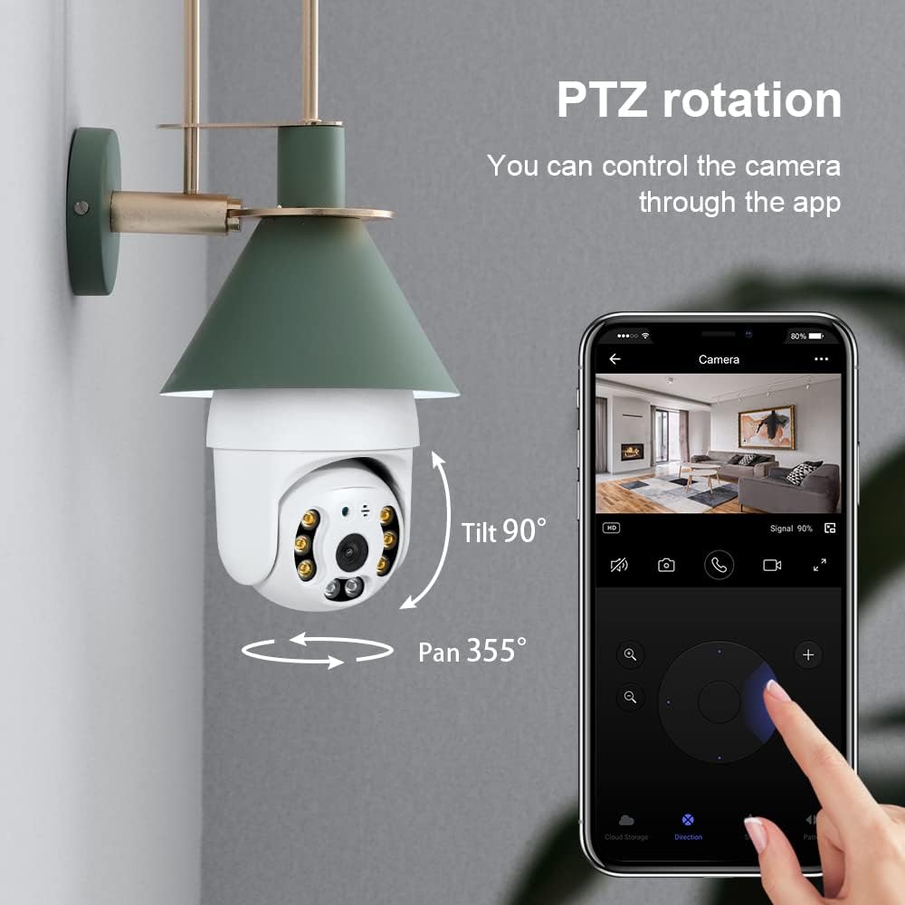 2K 3.0MP Light Bulb Camera with E27 Connector, Wireless PTZ Security Camera P5984