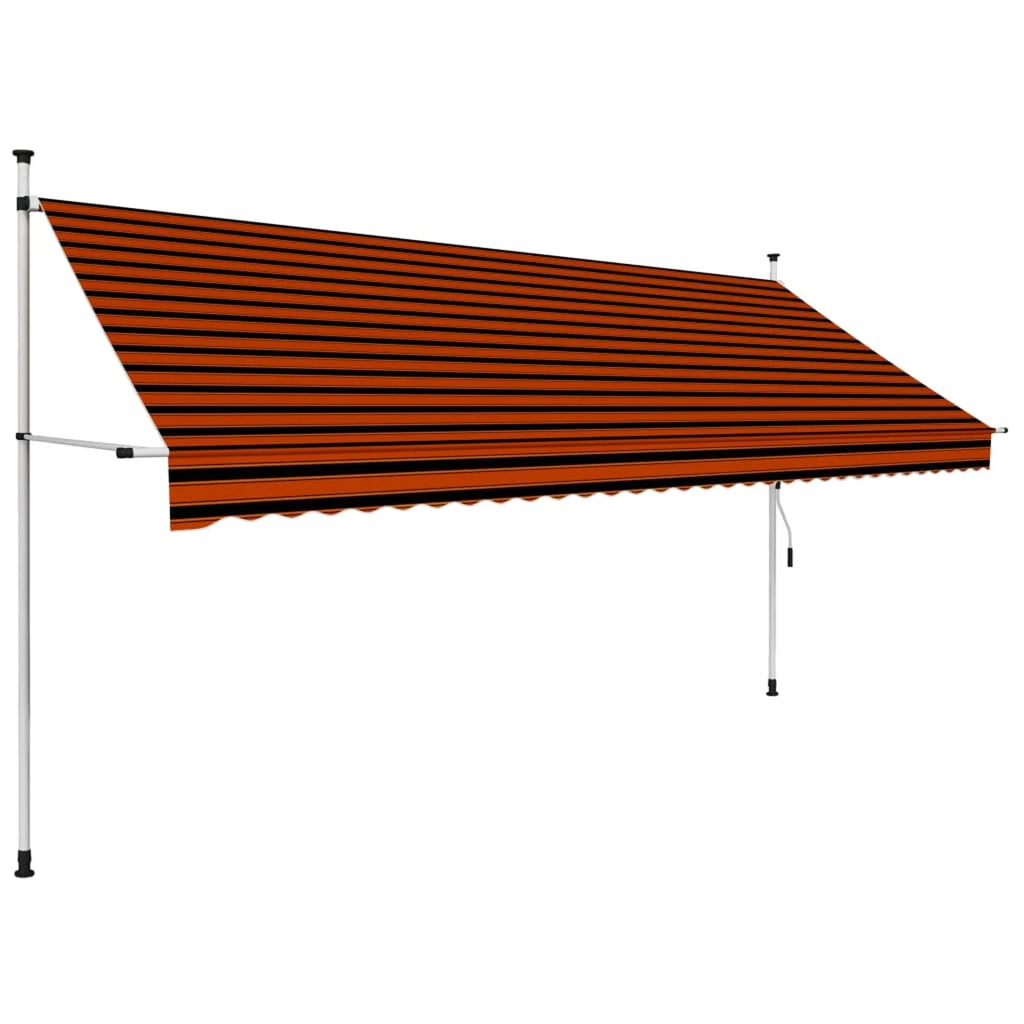 137.8" Manual Retractable Awning Orange and Brown Z82494