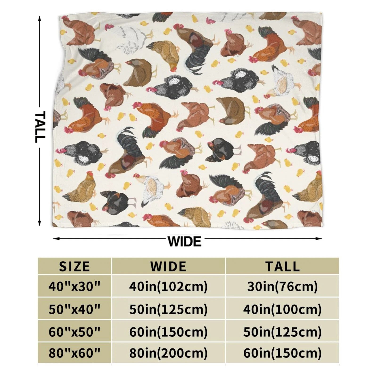 Fleece Plush Throw Blanket Roosters And Chickens (40"X30") S4878
