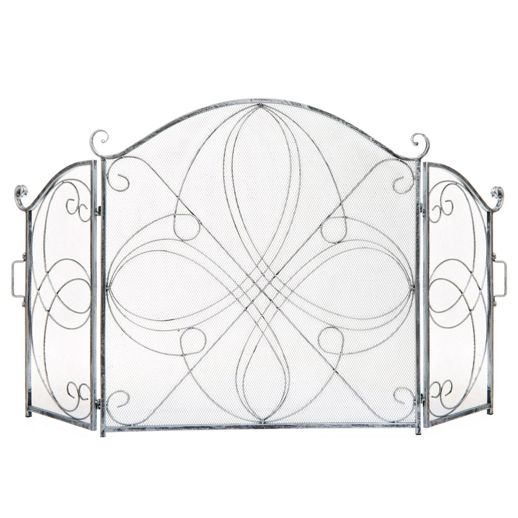 Pewter Wrought Iron Fireplace Safety Screen Spark Guard Cover S872