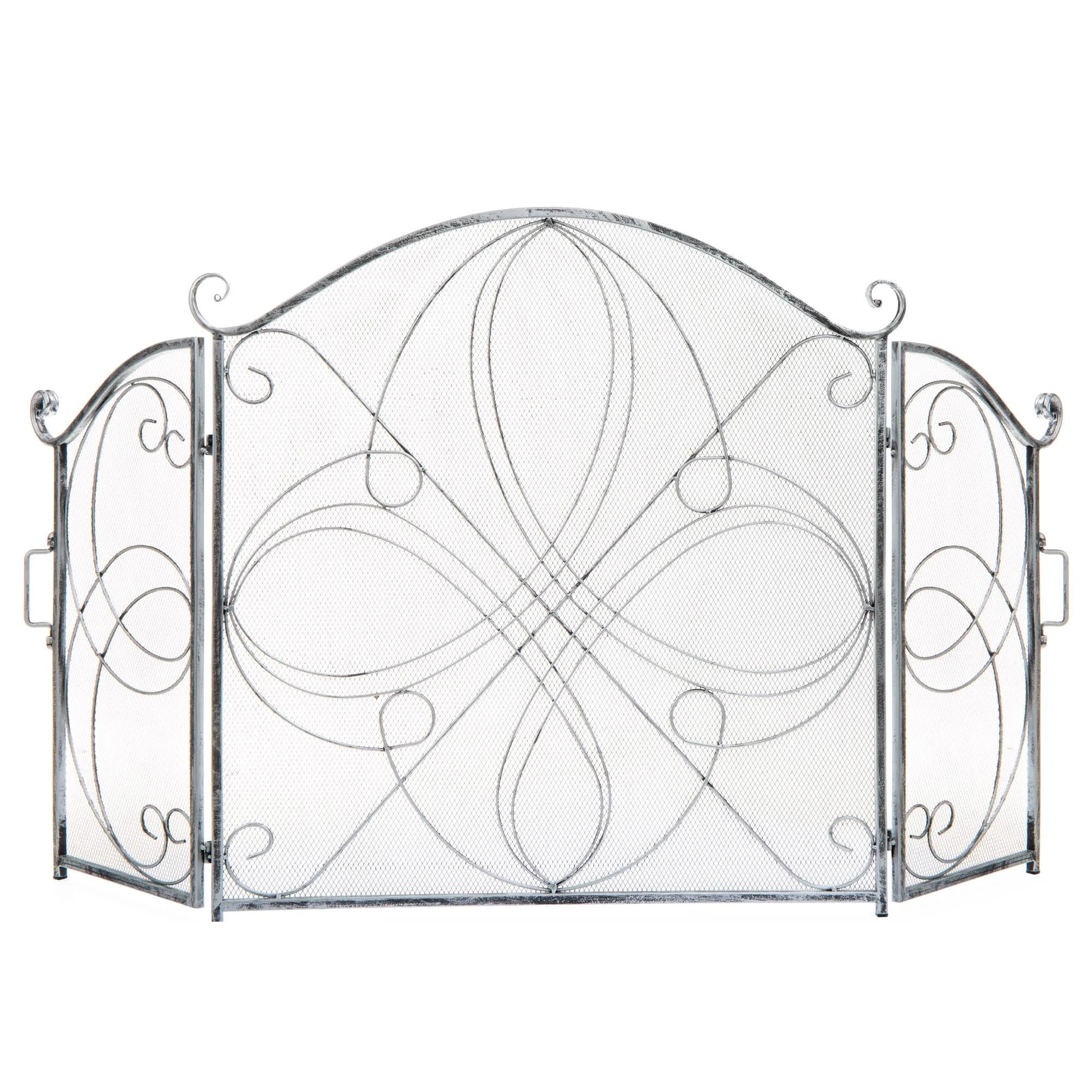 Pewter Wrought Iron Fireplace Safety Screen Spark Guard Cover S872