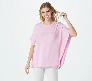 French Terry Poncho Top, Size Large, Hthr LilacPetal M3551