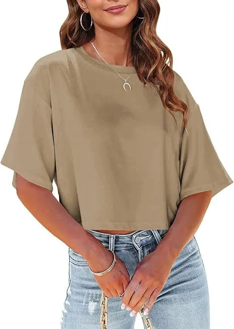 Wholesale Women's Casual Solid Color Short Sleeve T-Shirts